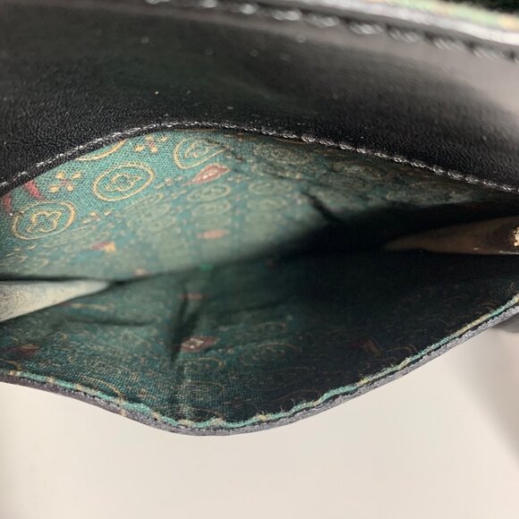 Vintage 80s Black Leather Top Handle Accordion Shoulder Bag Front Flap Clasp - Picture 11 of 11